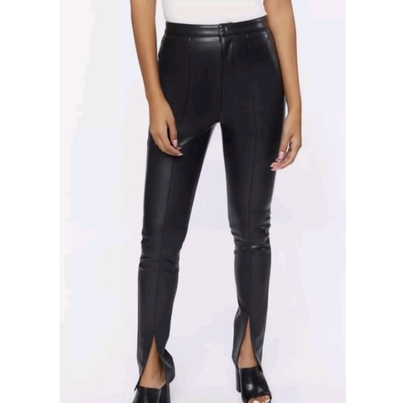 Jason Wu faux vegan leather moto legging pants size small black split seam - Picture 1 of 6